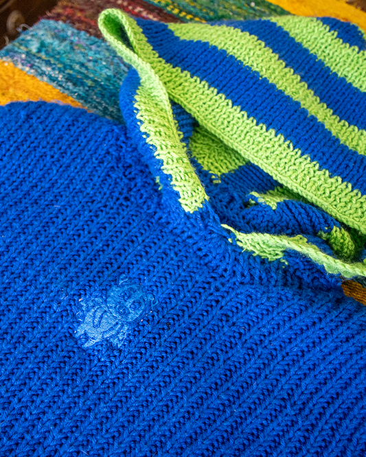 Royal Blue/Green Knitted Hoodie