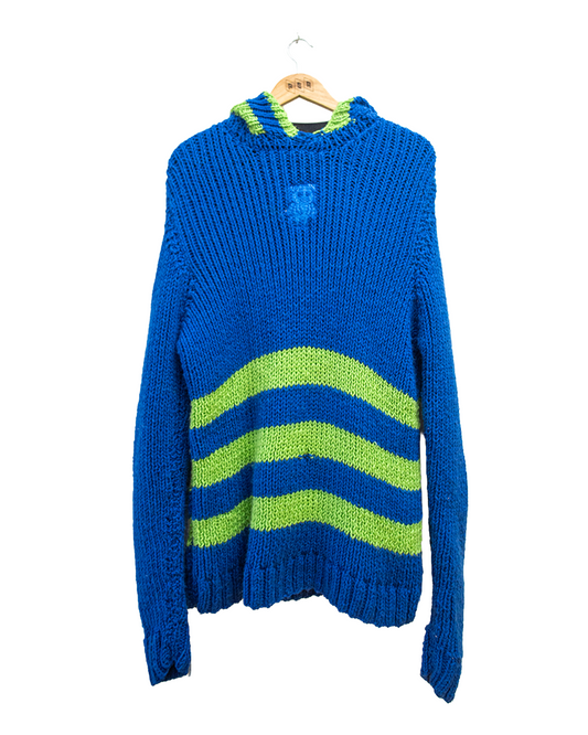 Royal Blue/Green Knitted Hoodie